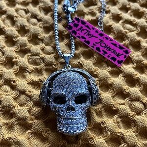 Betsey Johnson Crystal Skull Necklace NWT